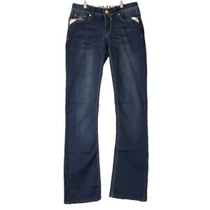Hydraulic Jeans Size 5/6 Reg Boot Cut Dark Wash Embellished Flap Pockets Cowgirl